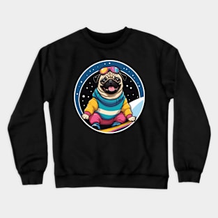 Snowboarding Pug Dog Crewneck Sweatshirt